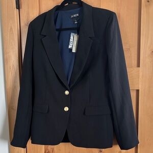 J. Crew Women's Elegant Black Single Breasted Blazer with Gold Buttons